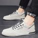 Men's Shoes Autumn Trend All Match Slip On Low Top Flat Shoes Men's Casual Leather Shoes Waterproof Small White Spring And Autumn Trendy Shoes_vogvips.com