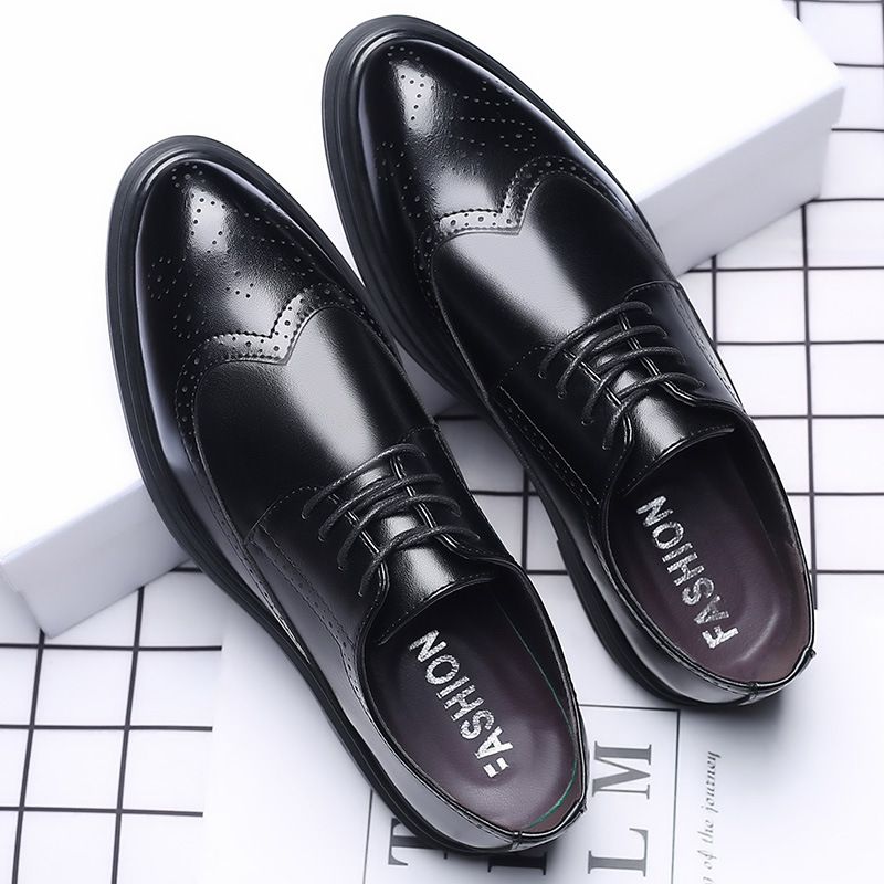 New men's block Business casual British formal leather Korean version shoes Men's breathable_vogvips.com
