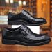 Men’s Black Wrinkled Leather Derby Dress Shoes, Lace Up Formal Business Wedding Oxford Footwear_vogvips.com