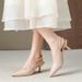 French Style High Heels For Women, Stiletto, Spring/Summer 2025 New Pointed Toe, One-Strap Buckle, Closed Toe Sandals,_vogvips.com