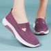 Spring Women Shoes Soft Sole Mesh Upper Vulcanized Sneakers For Middle Aged Mothers Lightweight Breathable Slip-on_vogvips.com