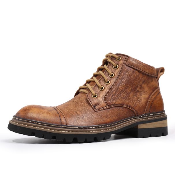 European Warm Series SYD Goodyear Martin Men Genuine Leather Caual Britih Style Color Polihed High-top Shoe Height Increaing Riding_vogvips.com