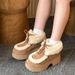 Yuqi Same Style Platform Thick Sole Fleece-Lined Snow New Genuine Leather Fur Integrated Height-Increasing Warm Short_vogvips.com