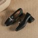 Minimalist Office Wear Soft Genuine Leather Single 6cm Heel Height Spring Autumn Square Toe Mary Pearl Inlaid Diamond_vogvips.com