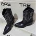 Cai Wenjing Style Pointed Toe Chunky Heel Western Cowboy For Women 2025 Autumn Winter Color Block Short Boots Versatile_vogvips.com