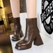 7992-2 European And American Style Fashion Trendy Chunky Heel High-heeled Round Toe Retro Winter Short Boots,_vogvips.com