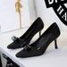 322-H117 European And American Style Women's High-heeled With Square Toe, Shallow Cut, Bow Tie, Satin Stitching,_vogvips.com