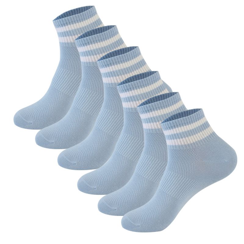 Sport Socks Two Bar Sports Socks Thin Mesh Women's Boat Socks Student Striped Short Tube Socks Breathable Cotton Socks_vogvips.com