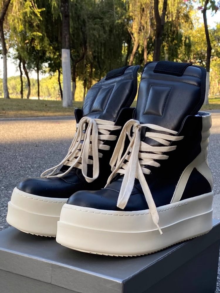 2025 New Versatile European And American Trendy Trendy Thick-soled High-top Shoes Inverted Triangle Couple Men's Shoes Double-soled Shoes Women_vogvips.com