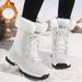 Snow Boots For Women, Warm And High Top Cotton Shoes With Fleece, Outdoor Hiking Boots, Skiing Boots_vogvips.com