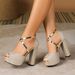 Women's High-heeled For Summer, Stylish Chunky Heels, Versatile And Comfortable, Waterproof Platform, Large Size,_vogvips.com