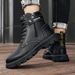 European Warm Series 2025 Spring New High-top Men's Shoes Lace-up Martin Casual Motorcycle British Trendy Fashion Work Boots_vogvips.com