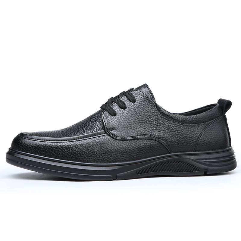 Spring New Top Layer Cowhide Pigskin Lining Wear-Ristant Breathable Casual Bus Lace-Up Men's Leather Dad_vogvips.com