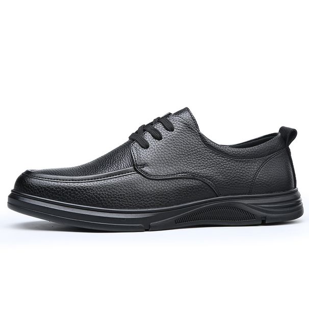 Spring New Top Layer Cowhide Pigskin Lining Wear-Ristant Breathable Casual Bus Lace-Up Men's Leather Dad_vogvips.com