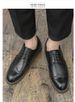 British-style Brogue Carved Wedding Shoes, Brown Business Slip-on Men's Height-increasing Formal Leather Shoes_vogvips.com