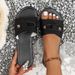 Summer Women's Wide Width Square Toe Slides - Flat Comfortable Flip Flops (Casual Beach Sandals With Adjustable Strap)_vogvips.com