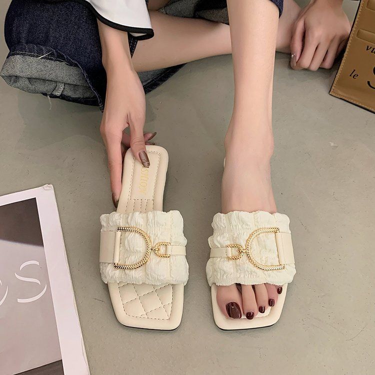 Women' Outdoor Slipper In Trend 2024 Summer New Veratile Fahion Internet Celebrity Fairy Style High-end Flat_vogvips.com
