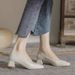 Super Soft! Soft French Style Mid-Heel Shallow Mouth Square Toe Chunky Heel Nude Color Cheongsam Single Work Leather_vogvips.com