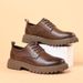 Euro Step Men's Leather 2025 New Low-top Lace-up British Style Business Casual Round Toe Thick Sole Height-increasing Work Shoes_vogvips.com