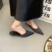 French Style Pointed Thin Low Heel Closed Toe Half For Women 2025 Spring New Niche Design Shallow Mouth Slip-On Slippers_vogvips.com
