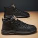 Men's Shoes Non-slip High-top Chef Shoes Men's Versatile Black Leather Shoes Casual Board Shoes Men_vogvips.com