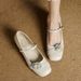 French Style Square Toe Large Flower Shallow Mouth Mary Jane Fashion Versatile Commuter Chunky Heel Soft Leather Dress_vogvips.com