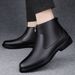 European Warm Series Layer Men's Shoes Fashion Leather Autumn Winter High Top Slip-On Cowhide Surface Side Zipper Large Size Fleece-Lined_vogvips.com