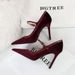 1198-7 Style Banquet Thin Ultra High Heels, Shallow Mouth, Pointed Tip, Thickened Suede, Straight Line, Women's Single_vogvips.com