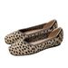 Women's Loafers Breathable Knit Fabric Square Toe Slip-On Comfort Shoes With Leopard Print & Retro Style For Casual Leopard Print Retro Grandma Shoes_vogvips.com