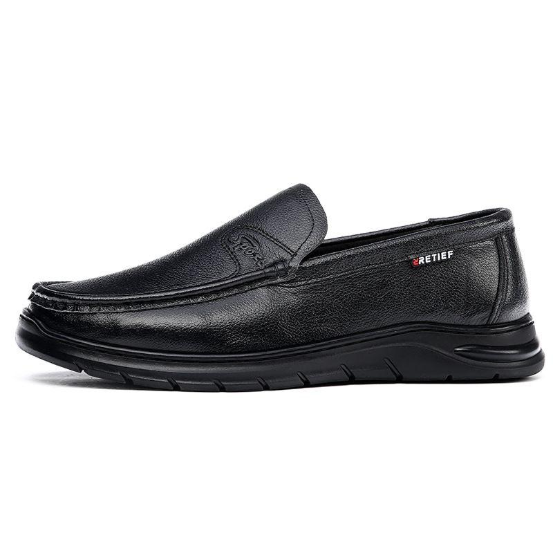 Euro Step 2025 Men's First Layer Cowhide Sheepskin Lining Breathable Fashion Loafers Genuine Leather Casual Business Shoes_vogvips.com