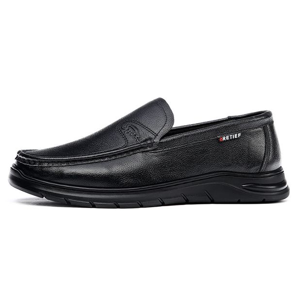 Euro Step 2025 Men's First Layer Cowhide Sheepskin Lining Breathable Fashion Loafers Genuine Leather Casual Business Shoes_vogvips.com
