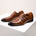 Euro Step Large Size Brogue 2025 New Summer Breathable Leather Business Formal Embossed Monk Shoes Men_vogvips.com