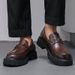 Euro Step 2025 New Thick-Soled Height-Increasing Men's Large Patent Leather Glossy Casual Chunky Heel Loafers Hairstylist Trendy_vogvips.com