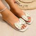 Cross-border Plus-size Beach Sandals For Women, Summer PU Slip-on Low-heel Flat Rubber Sole, Simple And Versatile_vogvips.com