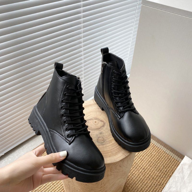 2020 Autumn New Black Stylish Martin Boots For Women With Thick Sole And Short Tube_vogvips.com