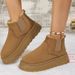 Women's Winter Snow Boots With Thick Sole & Faux Fur Lining - Warm Slip-On Round Toe Casual Shoes For Cold Weather (Black, Brown, Beige, Gray)_vogvips.com