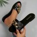 Cross-Border Dropshipping Women's Shoes Ladies Fashion Slippers Metal Decoration Square Toe Flat Bottom Casual Plaid_vogvips.com