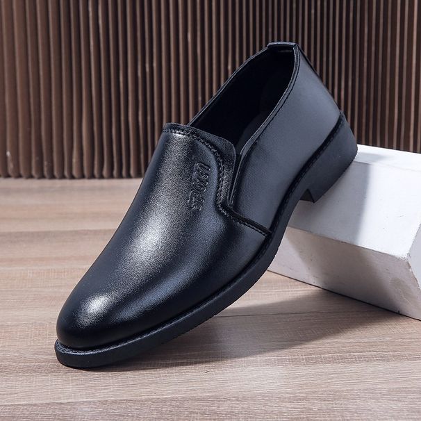Men’s Shoes Black Leather Shoes Men's Breathable Korean Style Trendy Casual Shoes Business Formal Men's Leather Shoes Round Head_vogvips.com
