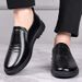 Suitable For All Seasons Casual Leather For Men, Genuine Leather, Breathable, Business Comfortable Work Shoes, Slip-On, Soft Sole, Non-Slip,_vogvips.com