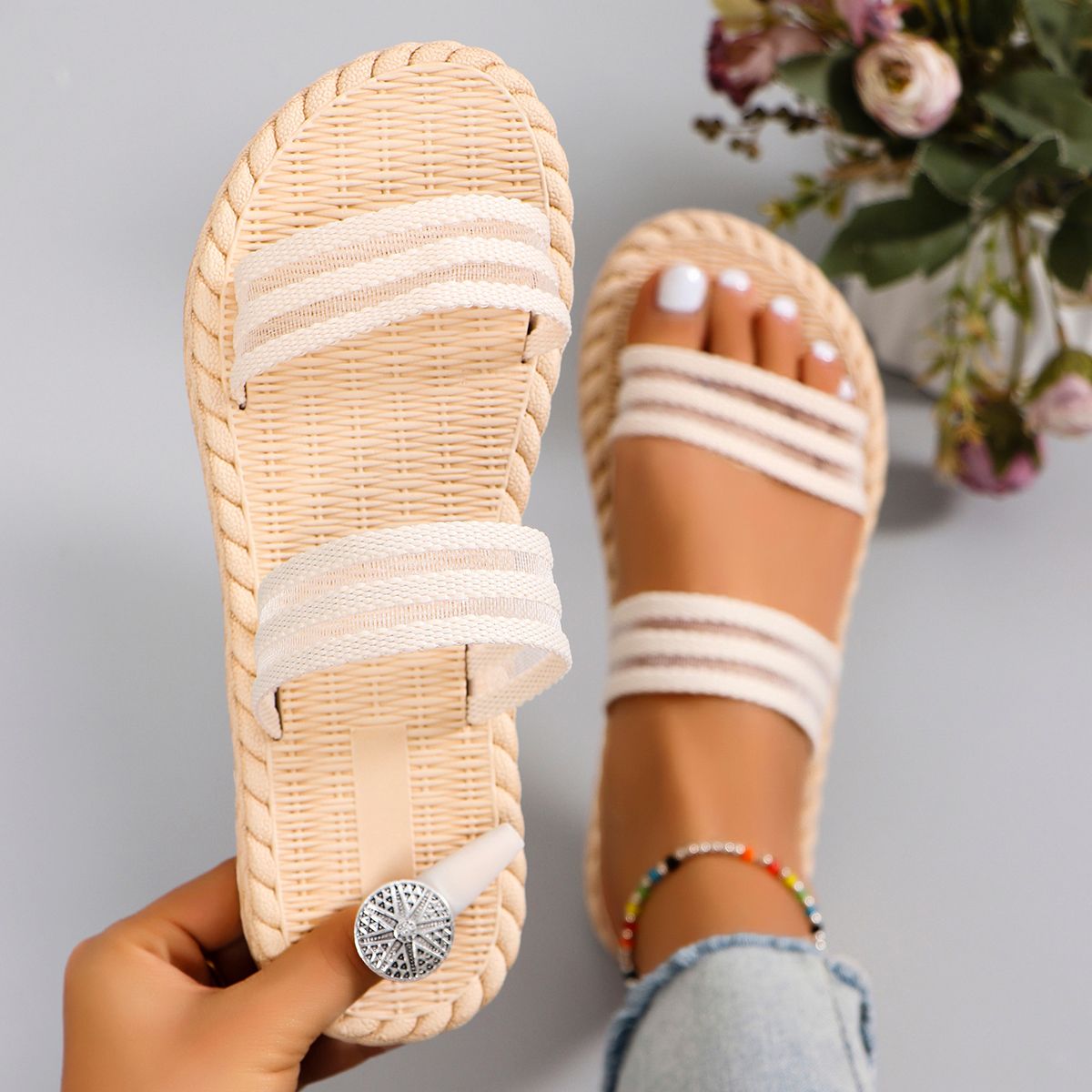 Women's Fashion Trend Anti-slip Wear Comfortable Lightweight Double Soft Soled Mid-heels Sandals_vogvips.com