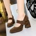 9613-6 Style Thick Heel High-heeled Waterproof Platform Shallow Mouth Straight Strap Suede Leopard Print Single Shoe_vogvips.com