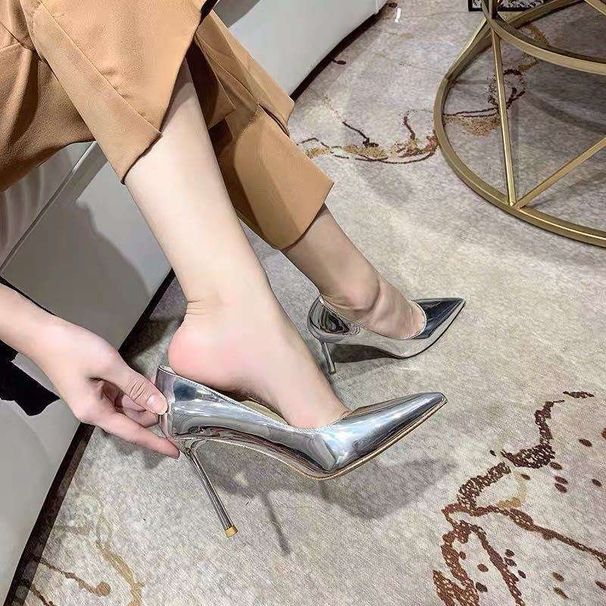 Size 34-45, Extra-large Size 5-10 Women's Shoes With Thin Silver Pointed High Heels For Male Erotic Cross-dressing, And_vogvips.com