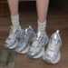 Silver White Mesh Height Enhancing Thick Soled Dad Summer New Breathable And Comfortable Casual Sports Shoes For_vogvips.com