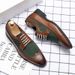 Spring New Color Blocked Pointed Leather Plus Size Formal And Casual Shoes, Low Cut Lace Up Men's Shoes_vogvips.com