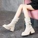 Simple Round Head Dopamine Outer Wear Small Naked Boots 2025 Internet Celebrity Retro Small Fragrant Style Thick Heel Medium Tube Martin Boots_vogvips.com