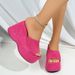 European And American Foreign Trade Thick-Soled Wedge Slide For Women, Cross-Border High Heel Solid Color Fabric Beach_vogvips.com