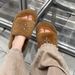 High Quality! 25 Autumn Winter New SMFK Cross Flower Thick Sole Furry Outdoor Height Increasing Casual One-Strap Women's_vogvips.com