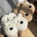 DIMIFEI Scrawled Puppy Cotton Slippers For Women Winter Indoor Non-Slip Warm Half-Wrapped Plush Soft Sole Furry Shoes_vogvips.com