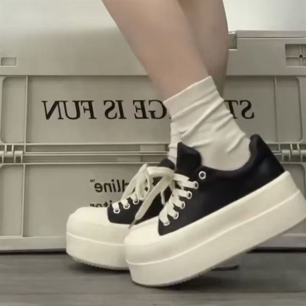 Hot-Selling Chunky Sole Shoes Platform White Sneakers For Women 2025 Spring New Height-Increasing Casual Shoes Versatile Sports Board Shoes_vogvips.com
