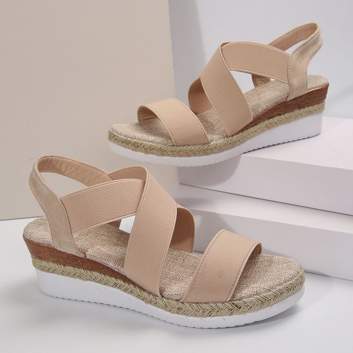 Large size 2024 summer new rope slope heel fish mouth casual women's sandals_vogvips.com